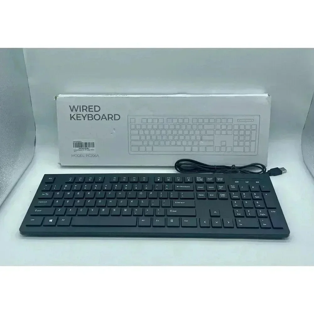 Computer Keyboard Wired Plug Play USB Keyboard‎ Low Profile Chiclet Keys Large
